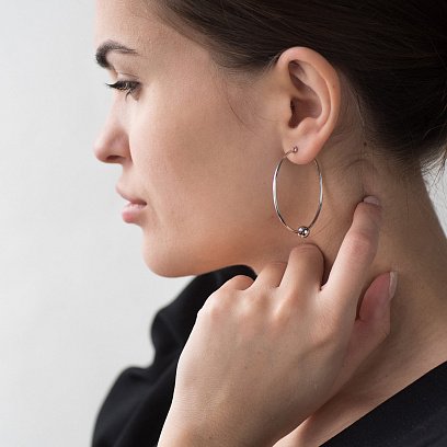 Серьги - кольца Гармония в белом золоте с06692 №6