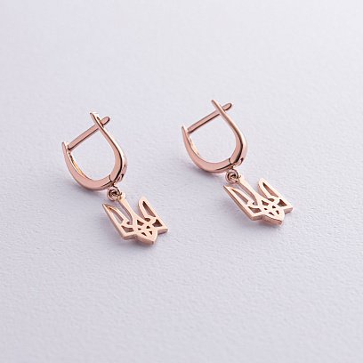 Серьги "Герб Украины - Тризуб" в красном золоте с08134 №2