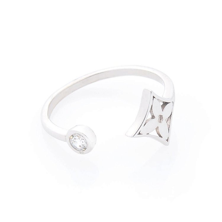 Золота каблучка "Конюшина" з фіанітом на фалангу к232б від ювелірного магазину Онікс - 2