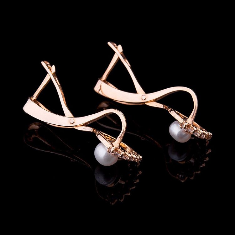 Золотые серьги с жемчугом с01527 от ювелирного магазина Оникс - 2