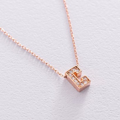 Колье с буквой "С" в красном золоте (фианиты) кол01255С №6