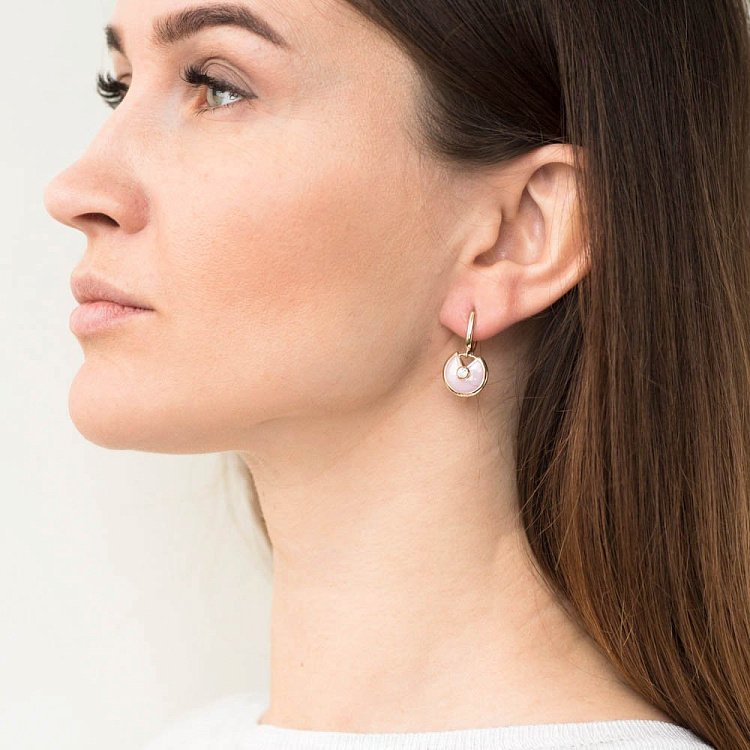 Золотые серьги (керамика, фианит) с05135 от ювелирного магазина Оникс - 2