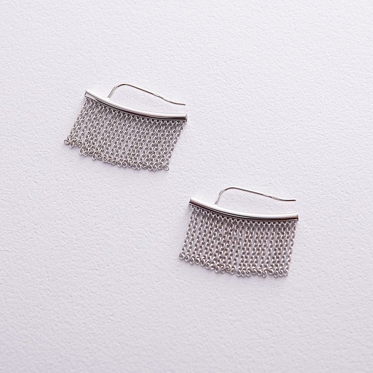 Серьги - клаймберы "Камилла" с цепочками (белое золото) с08183 от ювелирного магазина Оникс - 2