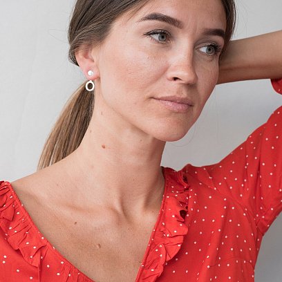 Срібні сережки-пусети "Оригінальність" 122508 №3