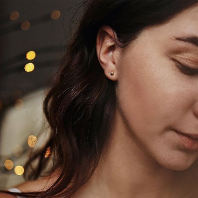 Сережки - пусети "Кульки" в жовтому золоті (0.4 см) с07322 №4