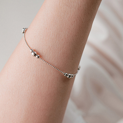 Браслет "Шарики" в белом золоте б05563 №6