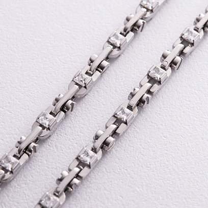 Чоловічий срібний ланцюжок з фіанітами 882 №7