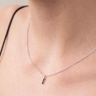 Срібне кольє з буквою І 18621ч №3