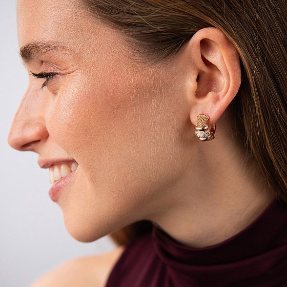 Серьги "Marie" в красном золоте (фианиты) с09357 №2