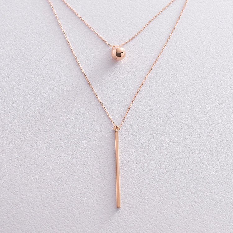 Подвійне золоте кольє "Хлоя" з кулькою кол01864 від ювелірного магазину Онікс