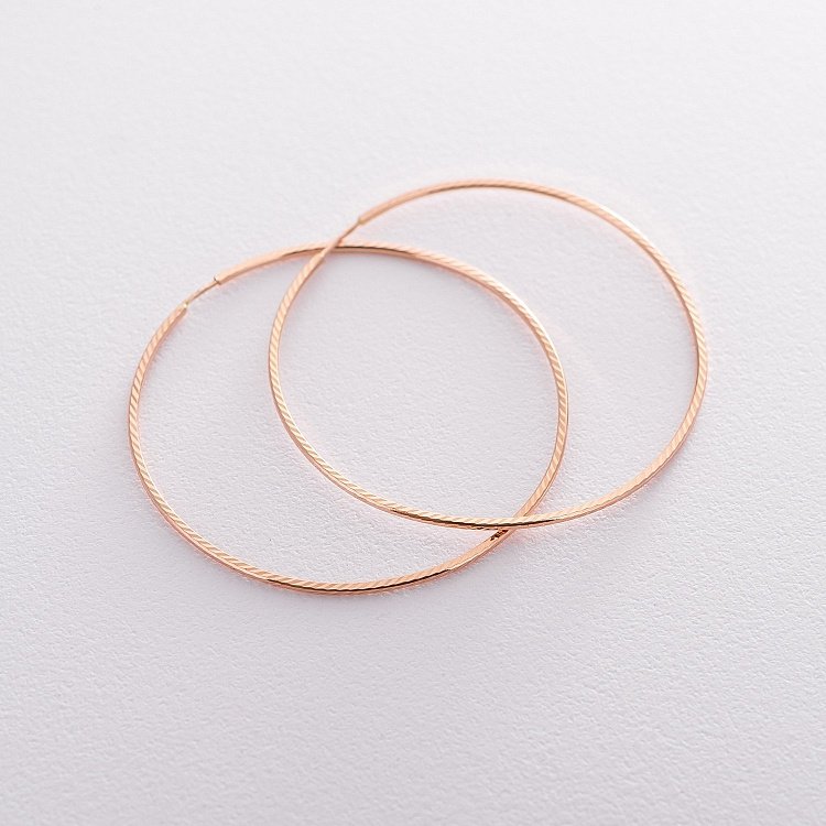 Сережки - кільця в червоному золоті (5.4 см) с01881 від ювелірного магазину Онікс