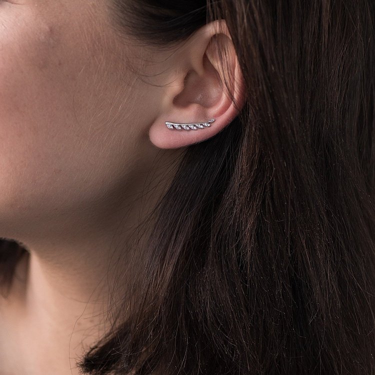 Золоті сережки - клаймбери з листочками с06267 від ювелірного магазину Онікс - 3