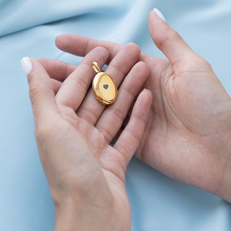 Серебряный кулон для фотографии "Цветы" (позолота, чернение) 133041 от ювелирного магазина Оникс - 4