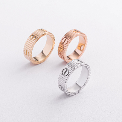 Кольцо "Love" в красном золоте к08422 №5