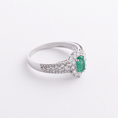 Золота каблучка зі смарагдом і діамантами кб0659ca №2