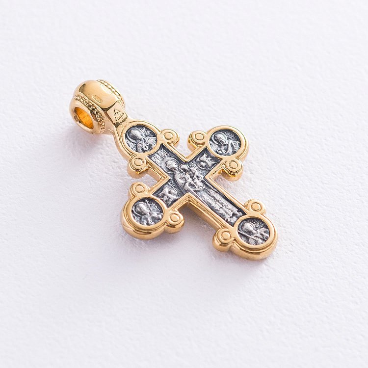 Срібний хрест "Розп'яття" з позолотою 132468 від ювелірного магазину Онікс - 1