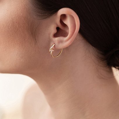 Сережки - кільця "Цвях" у жовтому золоті (фіаніти) с08343 №4