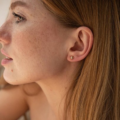 Сережки - пусети "Напівсфера" у червоному золоті (0.5 см) с08310 №4