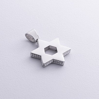 Кулон "Зірка Давида. Символ CHAI" у сріблі (фіаніти) 1118с №7