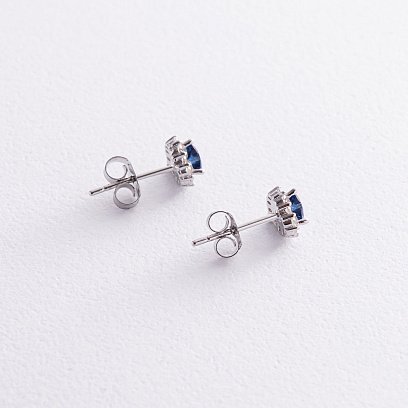 Срібні сережки - пусети "Сердечки" з фіанітами 123295с №5