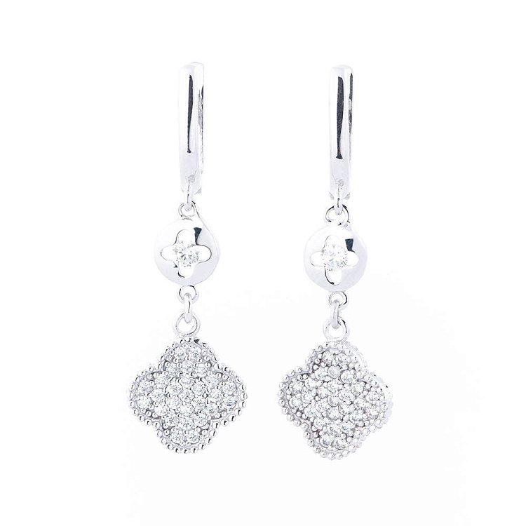 Золоті сережки "Конюшина" з фіанітами с04531 від ювелірного магазину Онікс