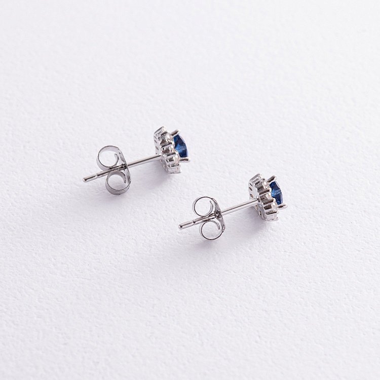 Срібні сережки - пусети "Сердечки" з фіанітами 123295с від ювелірного магазину Онікс - 4