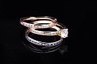Женское тройное кольцо (красное,белое,желтое золото,фианиты) к02565 от ювелирного магазина Оникс - 1