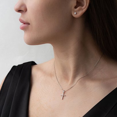 Золотий хрестик з діамантами пб0242ri №2