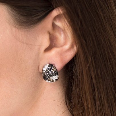 Золоті сережки з діамантами Е25296С №5