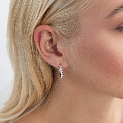 Серебряные серьги - пусеты с фианитами 4913 №2