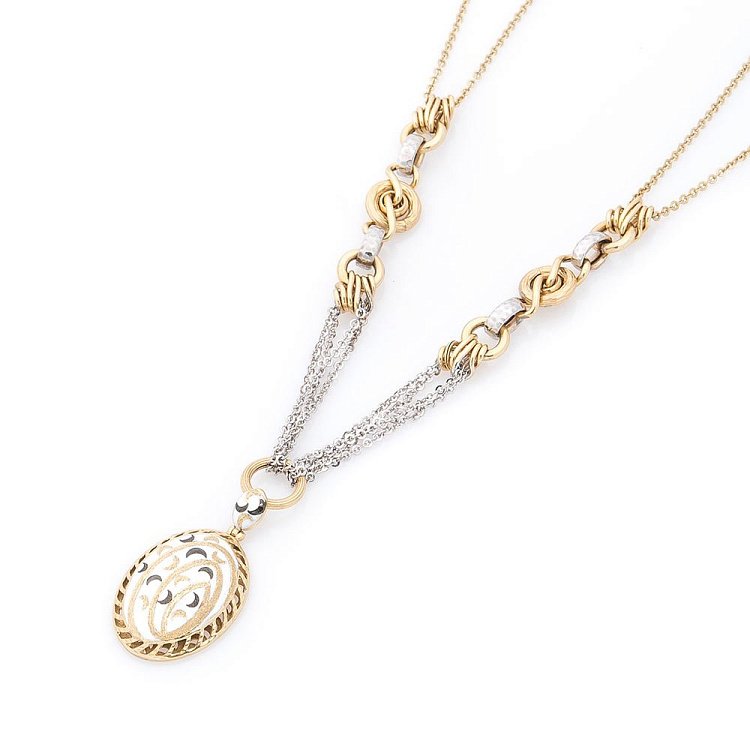 Золотое колье с эмалью кол00389 от ювелирного магазина Оникс