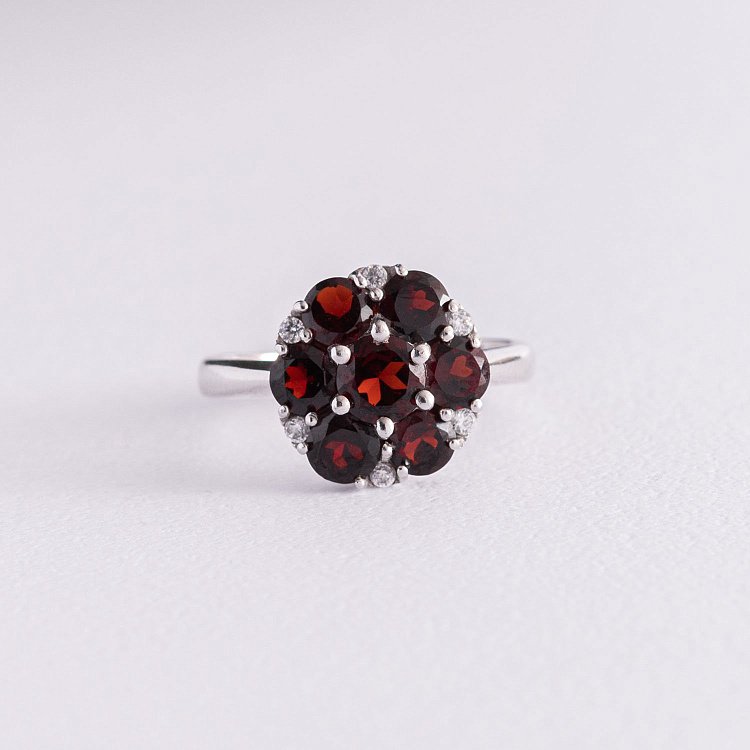 Срібна каблучка (фіаніти, піроп) 1386/1р-GARN від ювелірного магазину Онікс