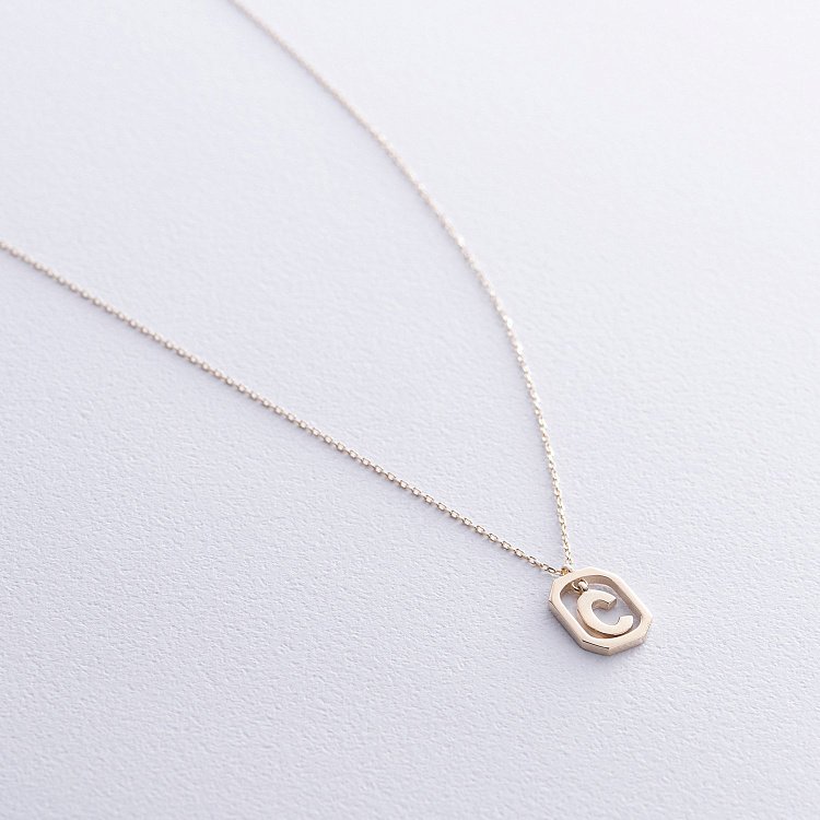 Кольє з літерою "С" у жовтому золоті кол02463С від ювелірного магазину Онікс - 2