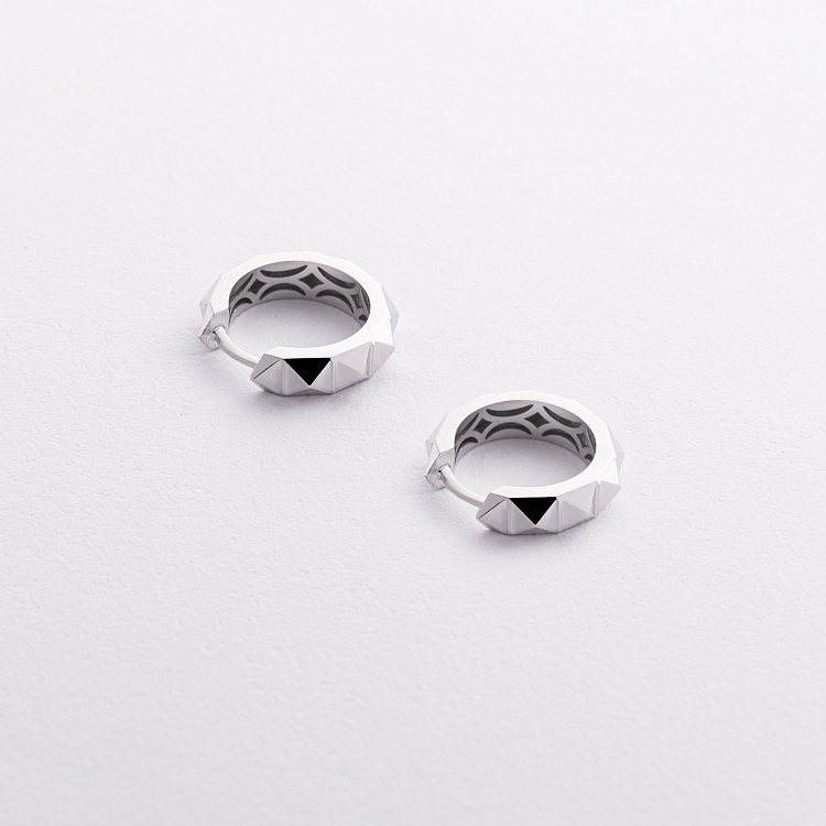 Сережки - кільця в білому золоті с09368 від ювелірного магазину Онікс - 1