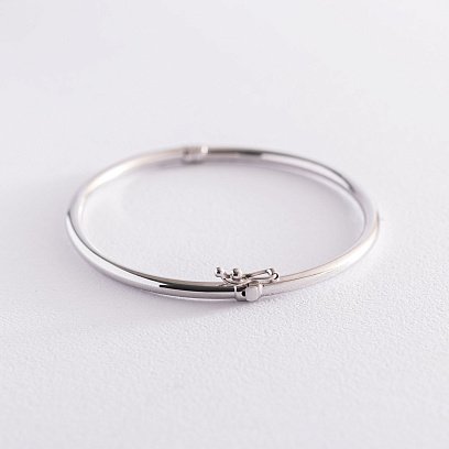 Жесткий браслет в белом золоте б04717 №8