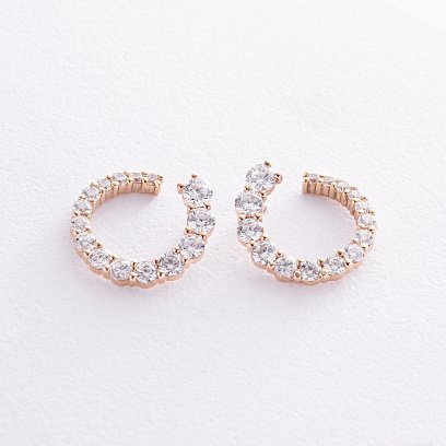 Сережки - пусети "Саманта" з фіанітами (жовте золото) с08447 №3