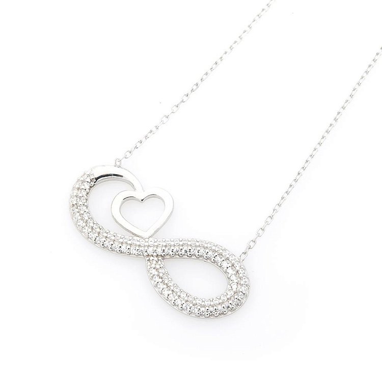 Срібне кольє "Нескінченність і сердечко" 18632 від ювелірного магазину Онікс