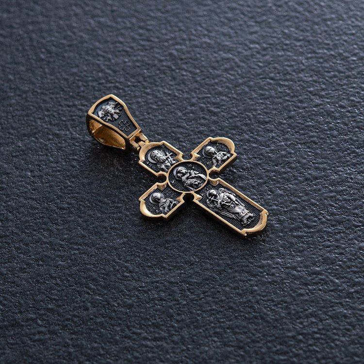 Православний срібний хрест "Розп'яття Христове. Ікона Божої Матері" 133049 від ювелірного магазину Онікс - 4