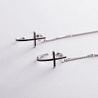 Серебряные серьги "Крестики" с эмалью 122119 от ювелирного магазина Оникс - 1