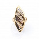 Золотое кольцо (дымчатый кварц, фианиты) к03584 от ювелирного магазина Оникс - 1