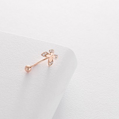 Золотий пірсинг з метеликом (фіаніт) пир00230