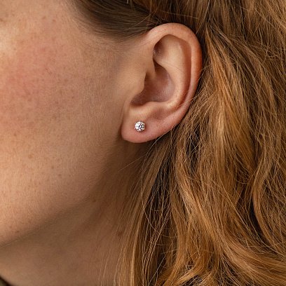 Золотые серьги - пусеты с бриллиантами сб0396 №2