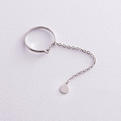 Серебряное кольцо "Монетка на цепочке" 901-01391 №2