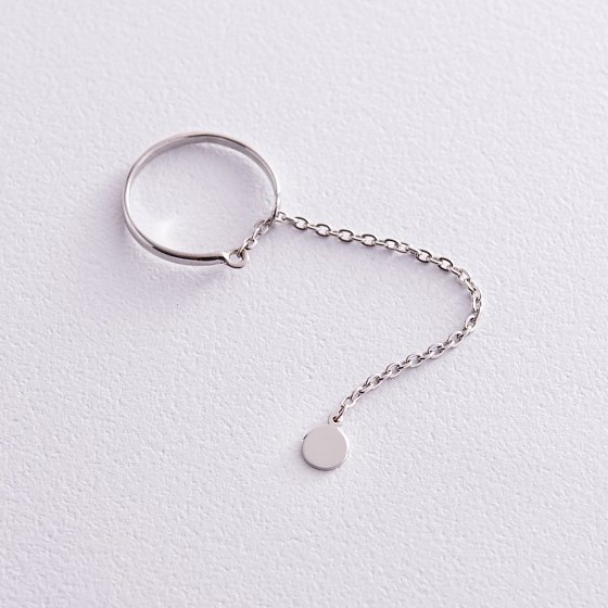 Серебряное кольцо "Монетка на цепочке" 901-01391 №2