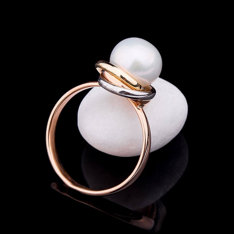 Золота каблучка з культ. прісн. перлами к03217 від ювелірного магазину Онікс - 5