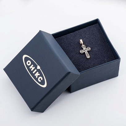 Золотий православний хрестик з розп'яттям і молитвою (чорніння) п02536 №5