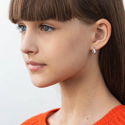 Детские серебряные серьги с фианитами 123255 №4