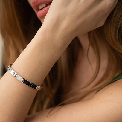 Жорсткий браслет "Love" з діамантами (біле золото) 531761121 №4