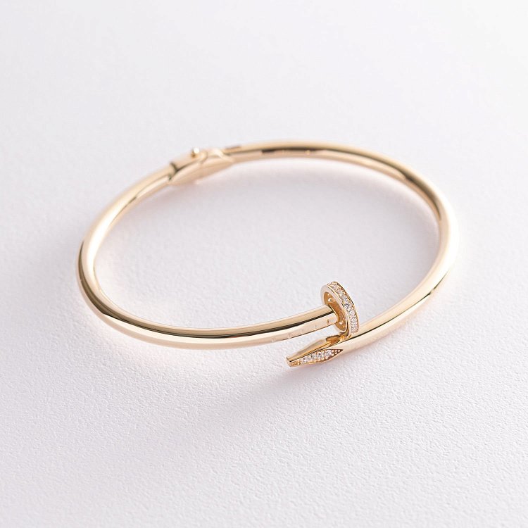 Браслет "Цвях" в жовтому золоті (фіаніти) б04590 від ювелірного магазину Онікс