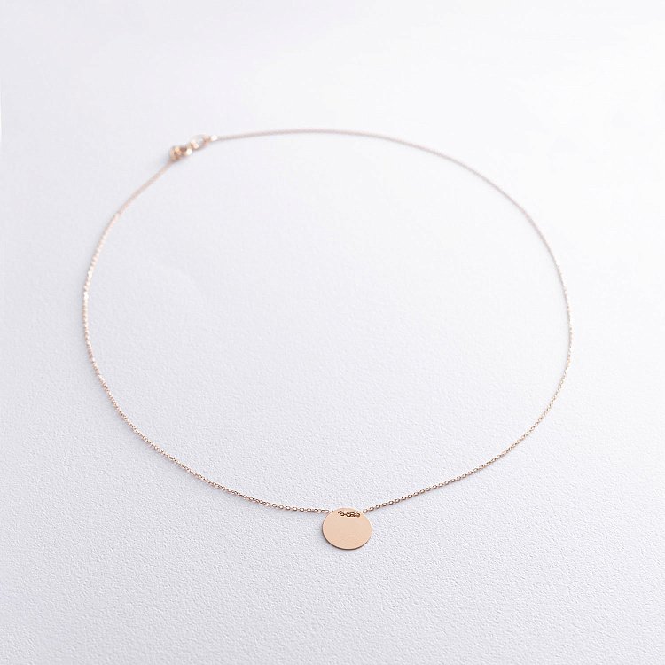 Кольє "Монетка" в червоному золоті (можливе гравіювання) кол01737 від ювелірного магазину Онікс